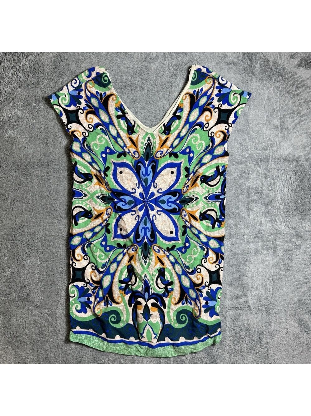 Anthropologie Maeve Blue Geometric Butterfly Shift Dress Women's Large
